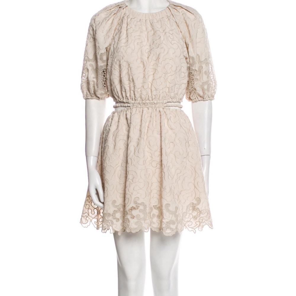 Jonathan Simkhai Cream Puff Sleeve Mini Dress